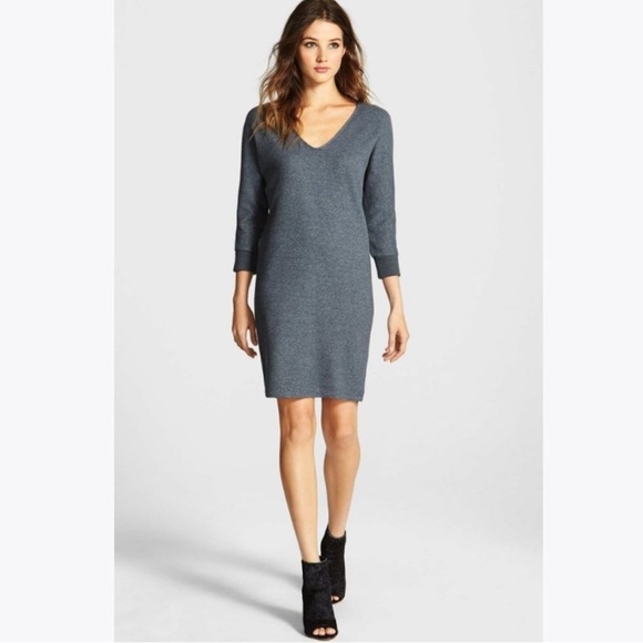 JAMES PERSE Gray Brushed Fleece Long Sleeve Dolman Dress Size 1 - Picture 1 of 17